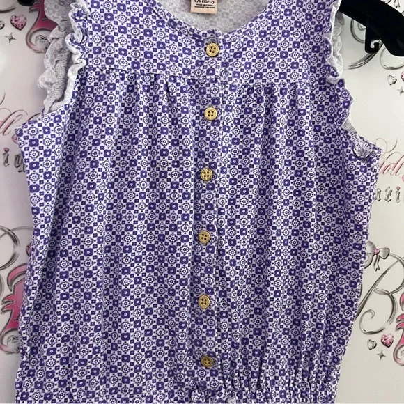 Juicy couture romper one piece purple white gold buttons ruffle frill sleeves - Picture 3 of 9